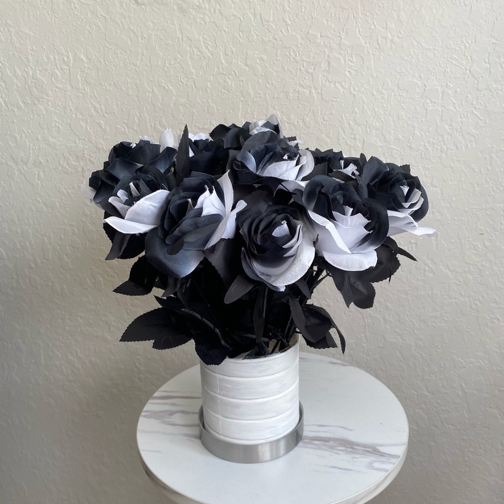 Handmade Chic Black and White Faux Rose Arrangement